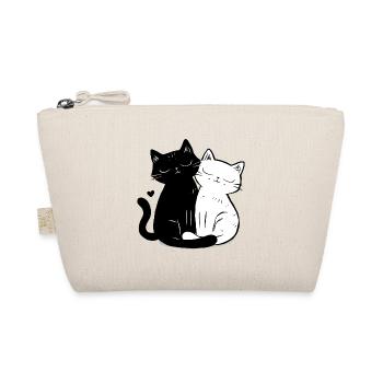 Black and White Katzen Paar - Verliebte Katzen - Bio-Täschchen - Natur - Vorne