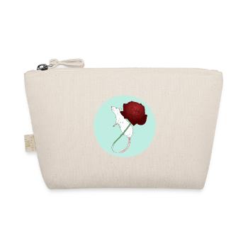 Weiße Ratte und Rote Rose - Bio-Täschchen - Natur - Vorne
