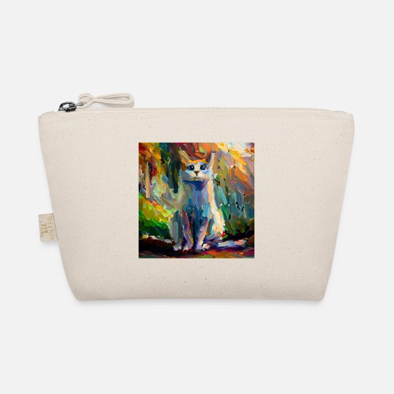 Abstraktes farbiges Ölgemälde einer sitzenden Katze Bio-Täschchen