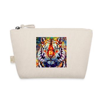Abstract Colored Oil Painting of a Tiger - Organic Pouch - nature - Front