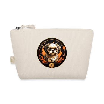 Shih Tzu Portrait in Decorative Circle Frame - Organic Pouch - nature - Front