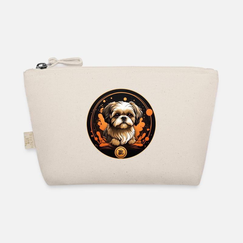 Shih Tzu Portrait in Decorative Circle Frame Organic Pouch