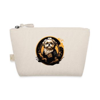 Shih Tzu Portrait in Decorative Circle Frame - Organic Pouch - nature - Front
