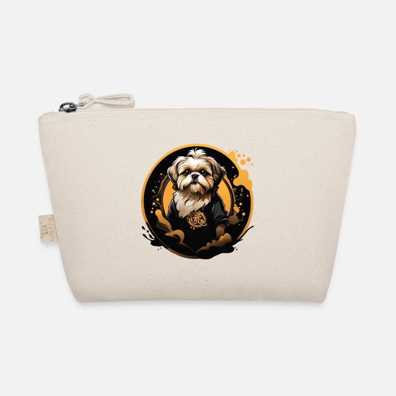 Shih Tzu Portrait in Decorative Circle Frame Organic Pouch