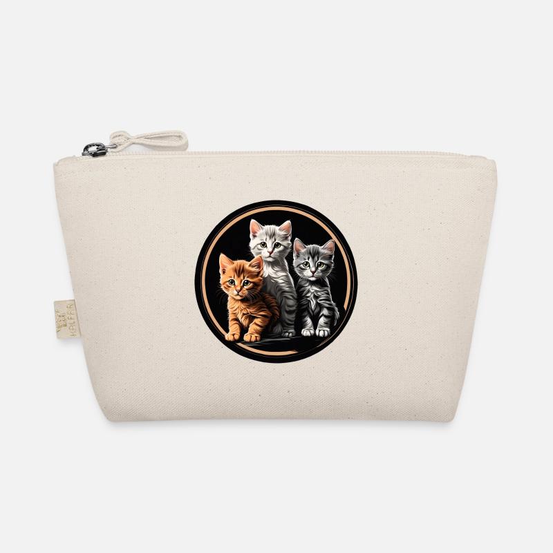 Three cute kittens in a round frame Organic Pouch