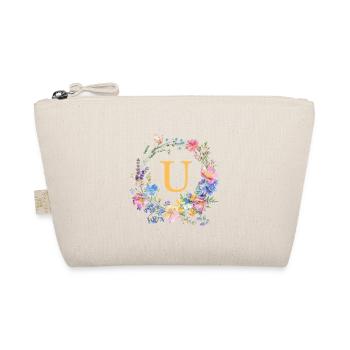 U Monogram Floral, Floral Wreath, Personalizable - Organic Pouch - nature - Front