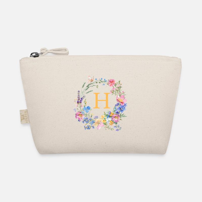 H Monogramm Floral, Blumenkranz, personalisierbar Bio-Täschchen