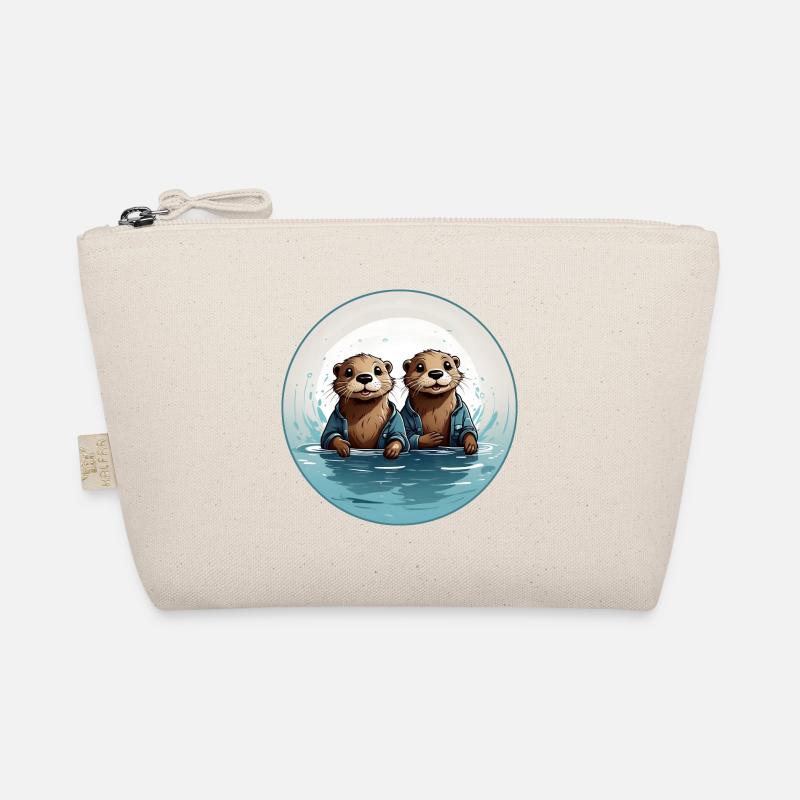 Two otters standing in the water Organic Pouch