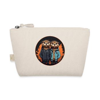 Two otter otters in streetwear - Organic Pouch - nature - Front