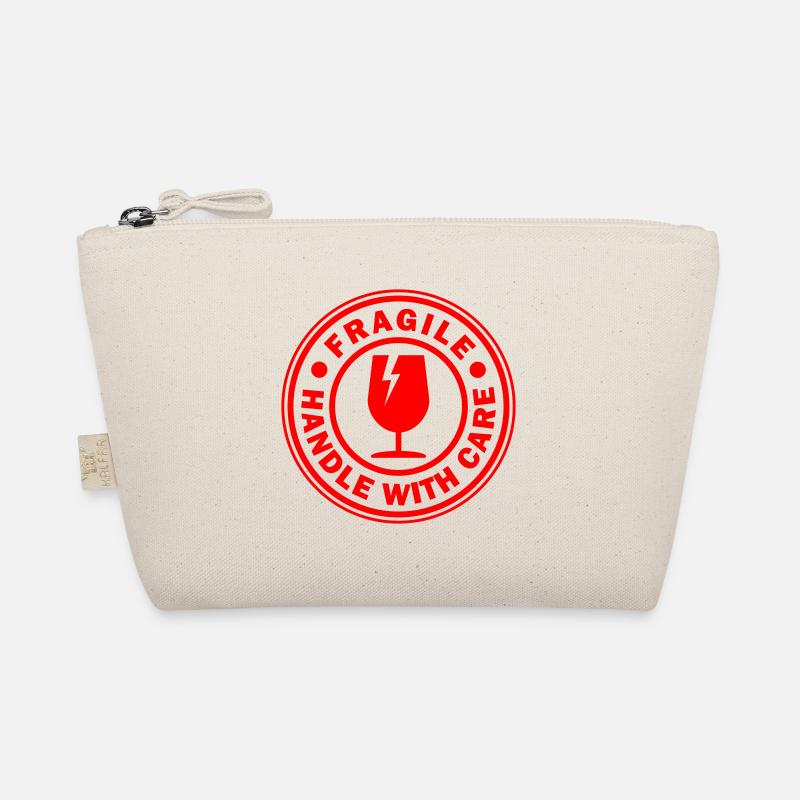 Fragile round circle stamp handle with care Organic Pouch