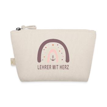 Lehrer mit Herz! Regenbogen personalisierbar - Bio-Täschchen - Natur - Vorne