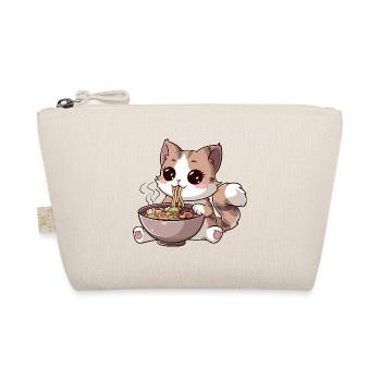Kawaii Cat Eating Ramen - Organic Pouch - nature - Front