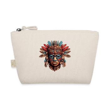 Ornate Carved Aztec, Mayan, Inca Mask - Organic Pouch - nature - Front