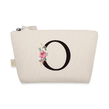 Customizable Monogram O Floral Pink White - Organic Pouch - nature - Front