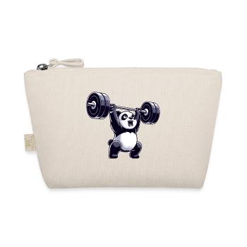 Panda Gewichtheber mit Hantel - Bio-Täschchen - Natur - Vorne