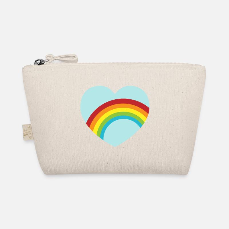 Hellblaues Regenbogen Herz / blue rainbow heart - Bio-Täschchen - Natur
