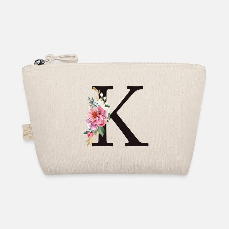 Personalisierbar Monogramm K Floral Rosa Weiß Bio-Täschchen
