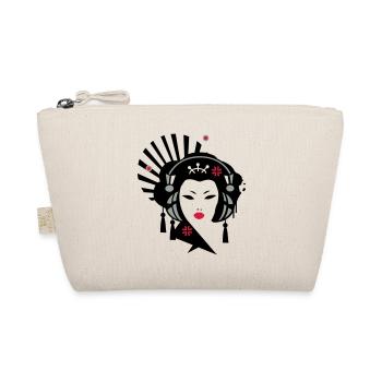 Geisha mit Kopfhörer - Bio-Täschchen - Natur - Vorne