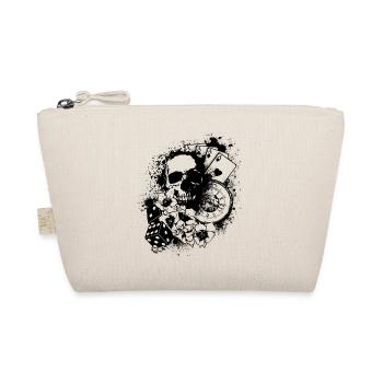T-Shirt Design mit Totenkopf, Karten und Würfel - Bio-Täschchen - Natur - Vorne