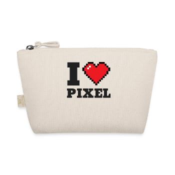 I heart, I love, retro, pixel, games, gaming, old - Bio-Täschchen - Natur - Vorne