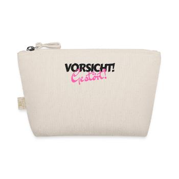 Vorsicht, Gestört, verrückt, crazy, pink, Mädchen - Bio-Täschchen - Natur - Vorne