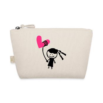 Little girl holding heart balloon - Organic Pouch - nature - Front