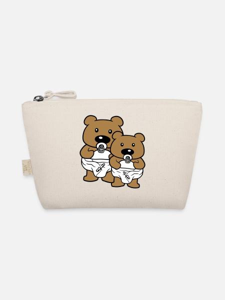 2 baer baby brueder freunde team paar teddy schnul - Bio-Täschchen - Natur - Vorne