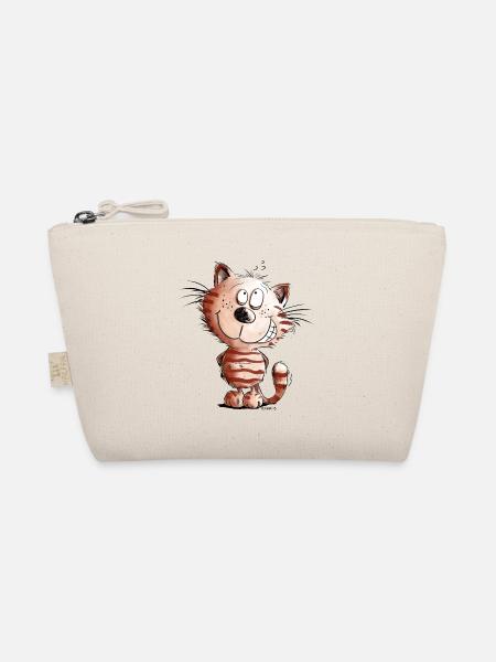 Little Naughty Cat I Cat Motif Comic Gift - Organic Pouch - nature - Front