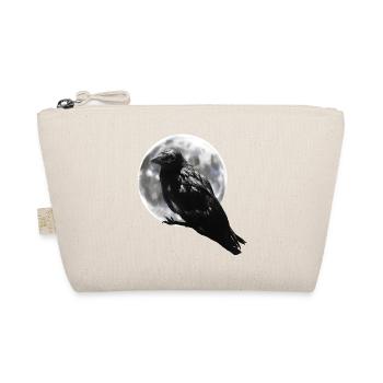 Black Raven with Moon Halloween Gift - Organic Pouch - nature - Front