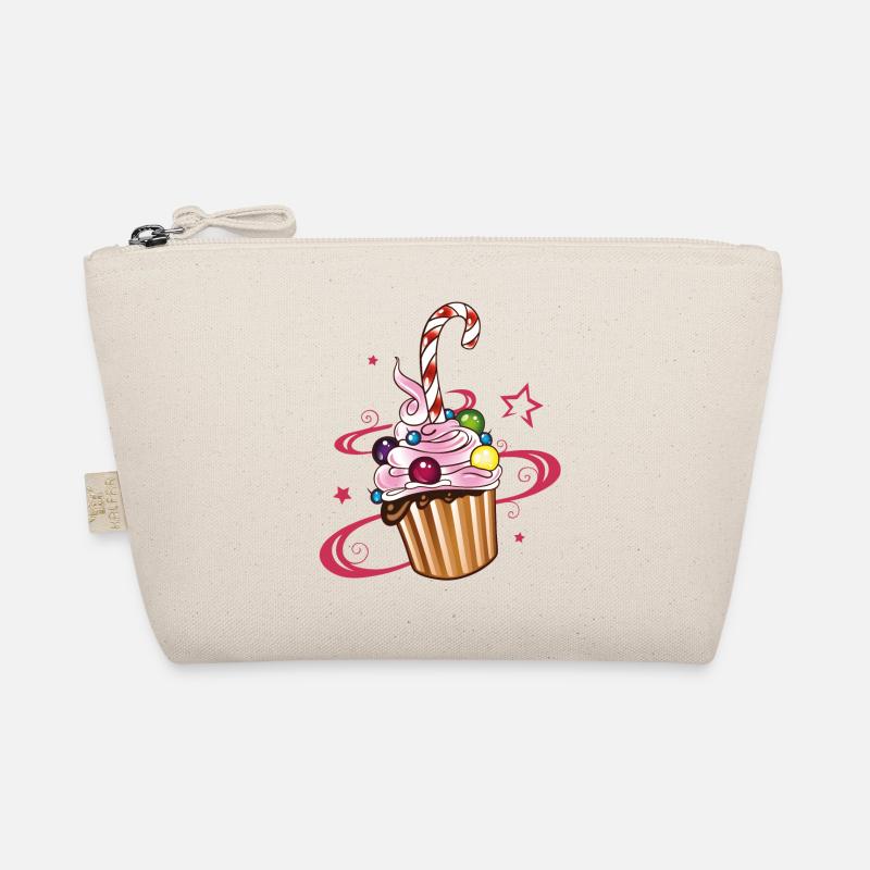 Muffin mit Sternen, Süßigkeiten und Zuckerstange. - Bio-Täschchen - Natur