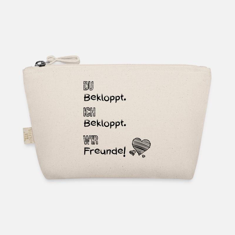 Du bekloppt. Ich bekloppt. Wir Freunde! (Herz) - Bio-Täschchen - Natur