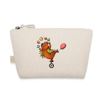 Funny Circus Animals Bear with Balloon and Unicycle - Organic Pouch - nature - Front