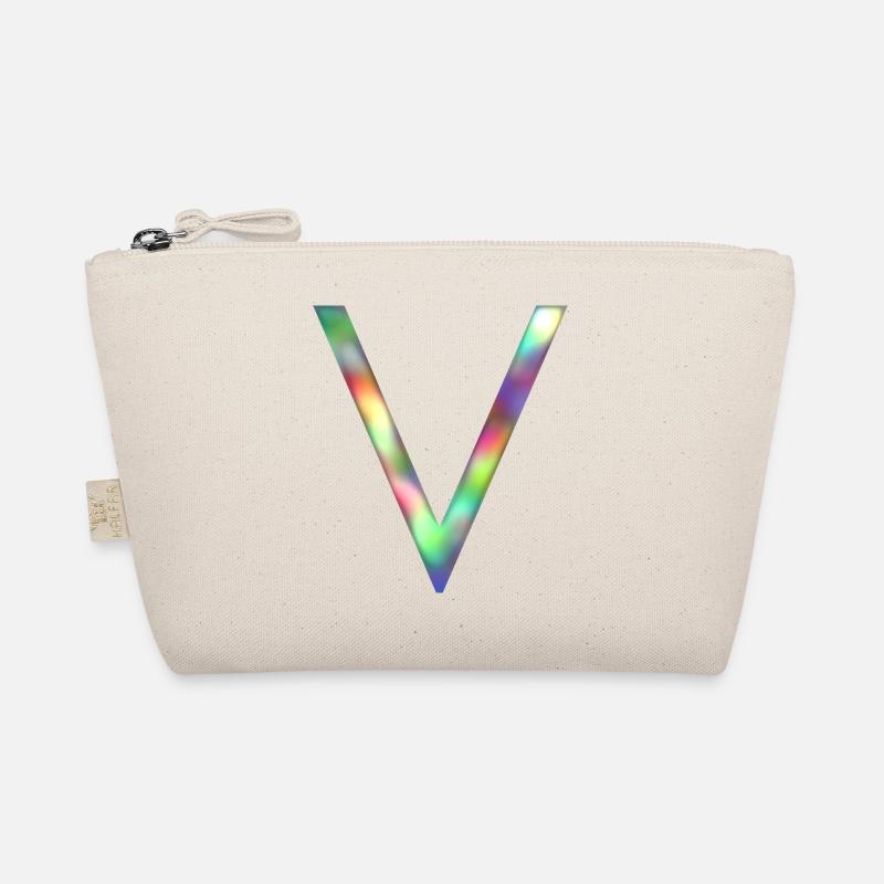V - Buchstabe INITIALE - Bio-Täschchen - Natur