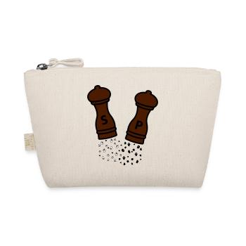 Salz & Pfeffer / Holz Gewürzmühlen / Geschenkidee - Bio-Täschchen - Natur - Vorne