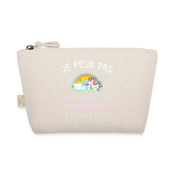 Tshirt je peux pas j'attends ma licorne à paillett - Trousse biologique - nature - Devant