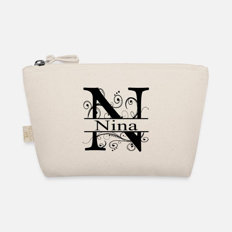 Monogramm mit dem Namen Nina - Bio-Täschchen - Natur