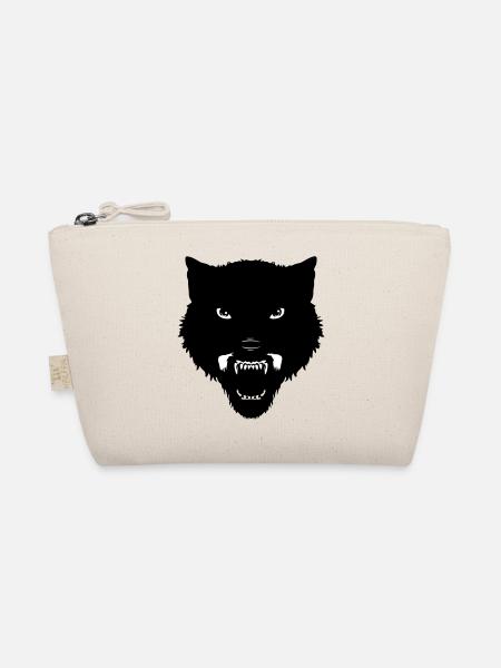 black wolf head - Organic Pouch - nature - Front