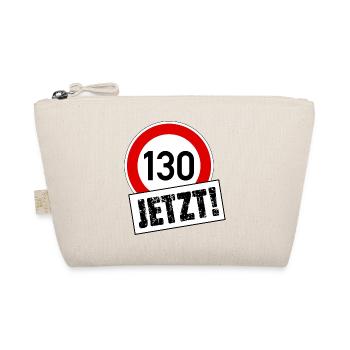 Tempo 130 Jetzt! Tempolimit Aufkleber - Bio-Täschchen - Natur - Vorne