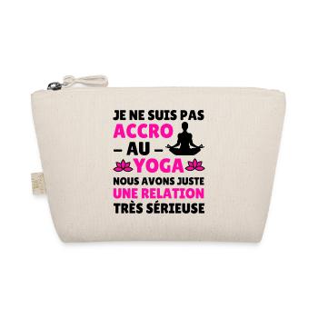 tee shirt yoga accro au yoga humour femme cadeau - Trousse biologique - nature - Devant