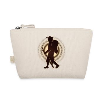 Pilgrim or hiker with walking stick & backpack - Organic Pouch - nature - Front