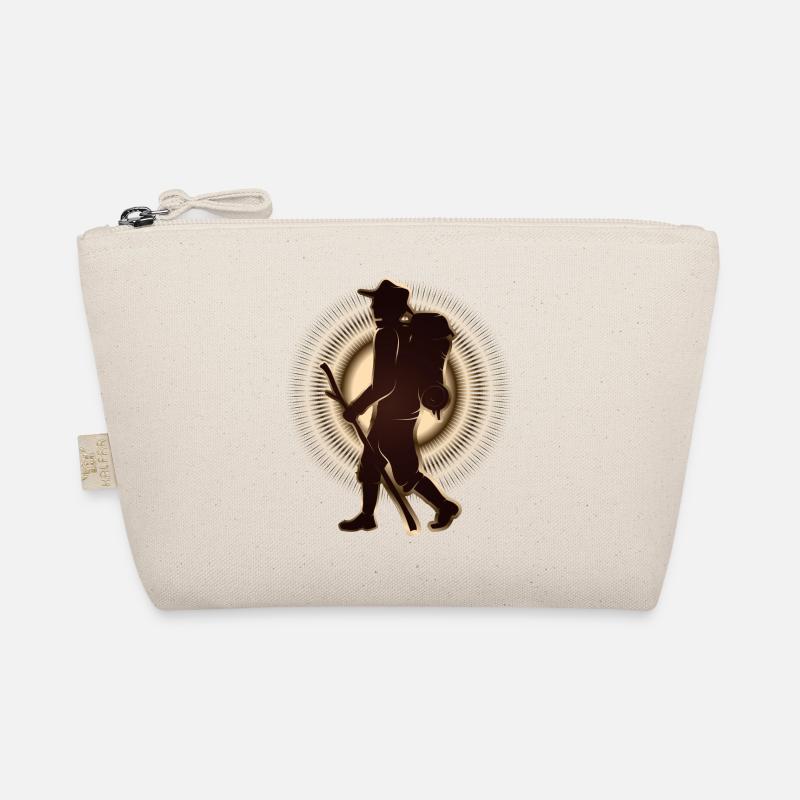 Pilger oder Wanderer mit Wanderstab & Rucksack Bio-Täschchen