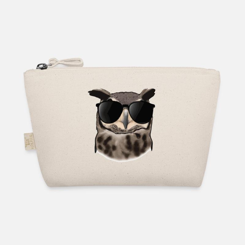 Eule mit Sonnenbrille Geschenkidee - Bio-Täschchen - Natur