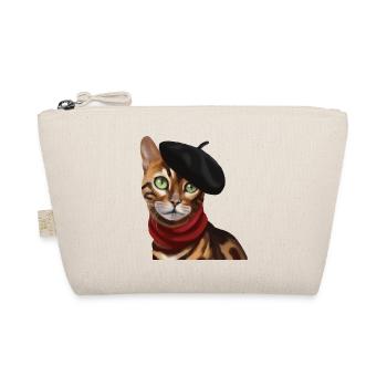 Bengal Katze mit Mütze und Schal - Bio-Täschchen - Natur - Vorne
