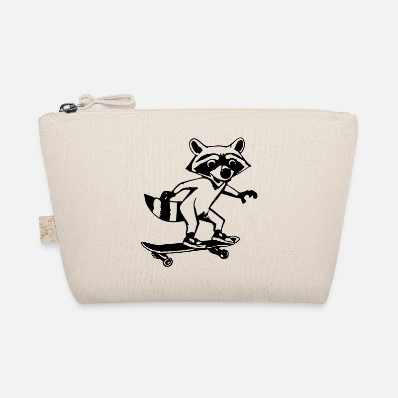 Waschbär Skateboard Lustig Geschenkidee Bio-Täschchen