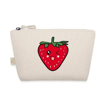 Lustiges Erdbeere Food Design Kawaii Geschenk - Bio-Täschchen - Natur - Vorne