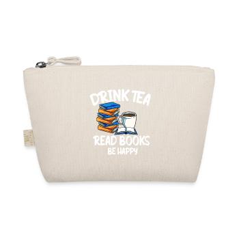 Drink Tea Bücher Tee Lesen Buch Bücherwurm Roman - Bio-Täschchen - Natur - Vorne