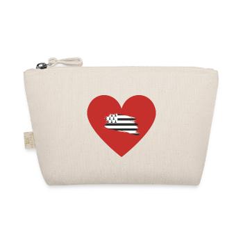 Little red heart Breton flag 2 - Brittany BZH - Organic Pouch - nature - Front