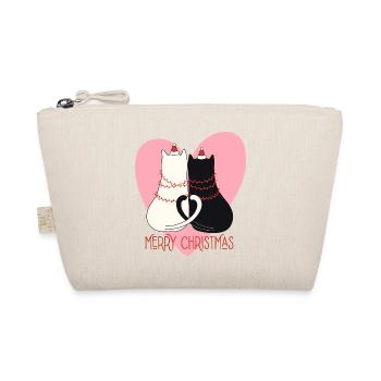 Pfotschafter Christmas - Two cats and heart - Organic Pouch - nature - Front