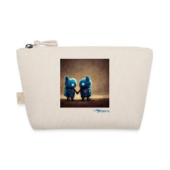 Two cute blue robots holding hands - Organic Pouch - nature - Front