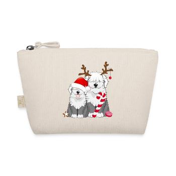 two cute bobtail dogs celebrate Christmas - Organic Pouch - nature - Front